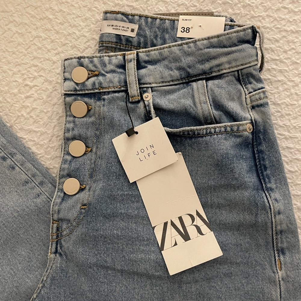 Zara NWOT women’s size 6 high rise denim, slim fit, cropped length, comfort - Picture 4 of 9